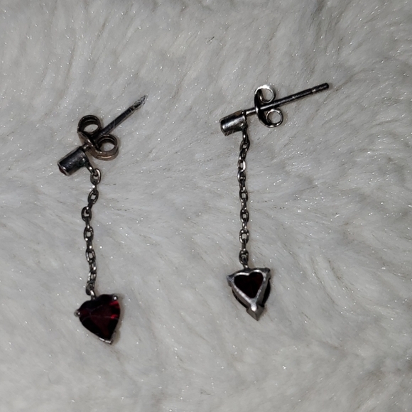 Garnet and Gunmetal ❤ Earrings - Picture 10 of 10